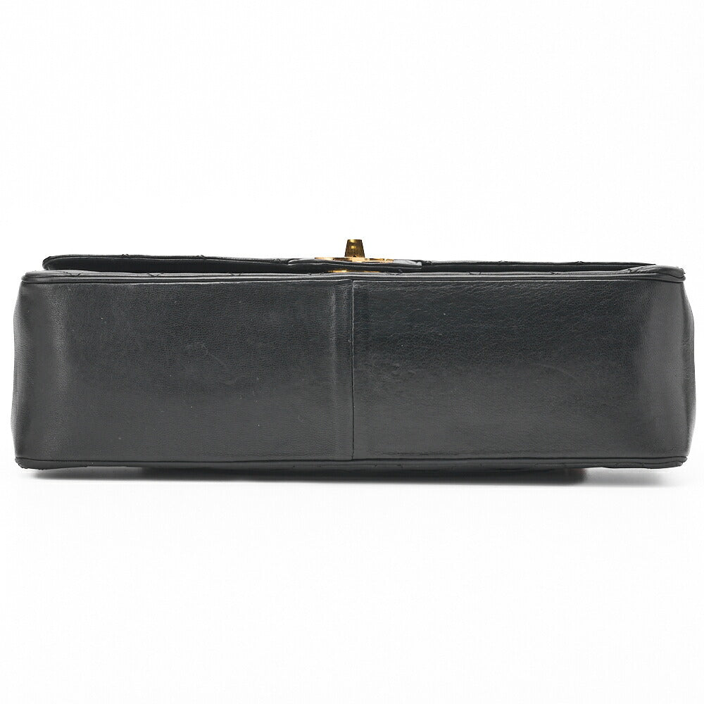 CHANEL Shoulder Bag Matelasse Double Flap Lambskin Black Gold-Tone Hardware Pre-Owned - Vintage La Charme
