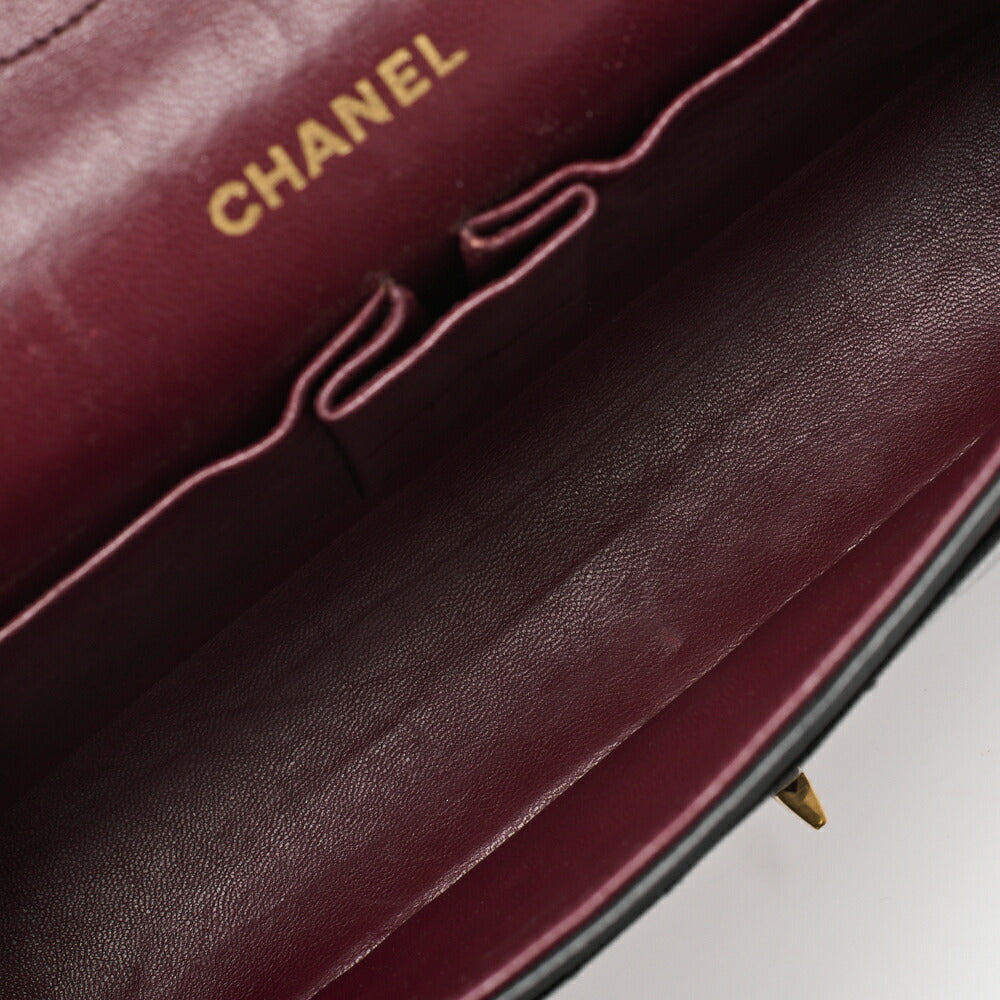 CHANEL Shoulder Bag Matelasse Double Flap Lambskin Black Gold-Tone Hardware Pre-Owned - Vintage La Charme