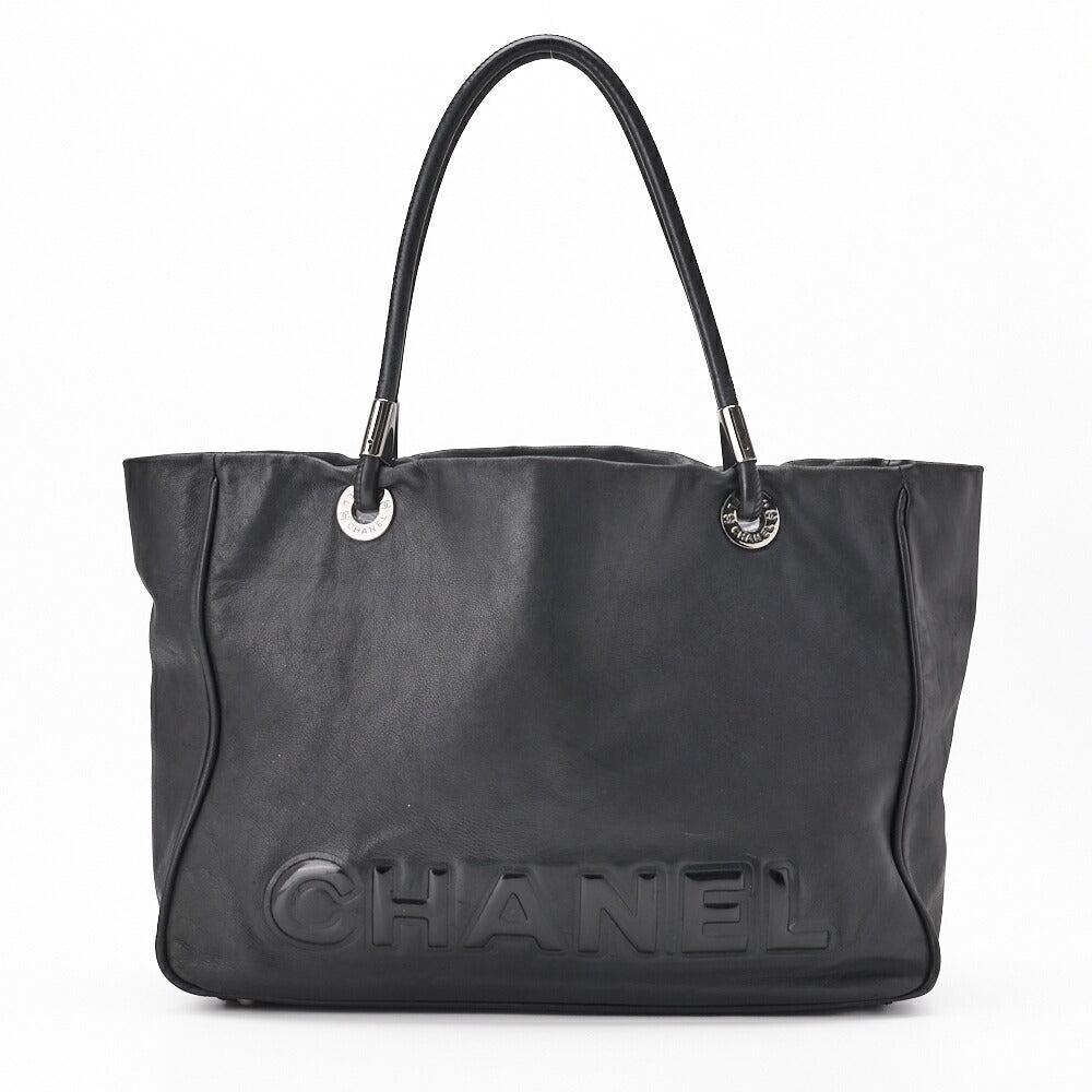CHANEL Large Tote Bag Camellia Line Lambskin Black Silver-Tone Hardware Pre-Owned - Vintage La Charme