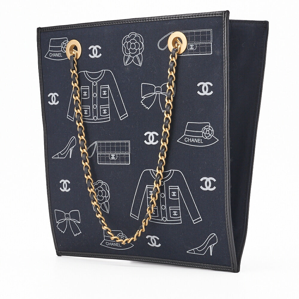 CHANEL Handbag, Icon Design, Cotton, Black, Gold-Tone Hardware, Pre-Owned - Vintage La Charme