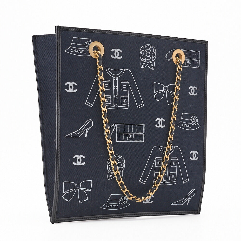 CHANEL Handbag, Icon Design, Cotton, Black, Gold-Tone Hardware, Pre-Owned - Vintage La Charme