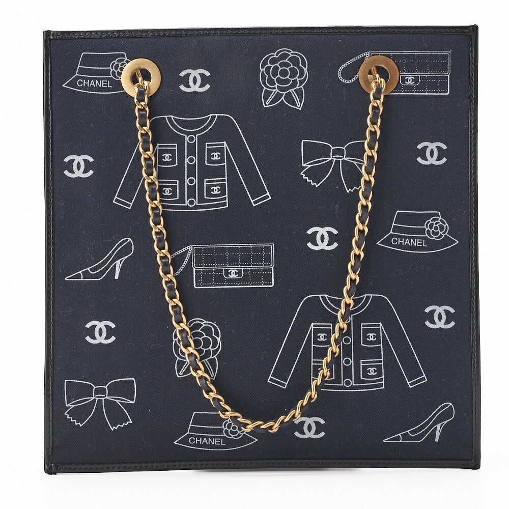 CHANEL Handbag, Icon Design, Cotton, Black, Gold-Tone Hardware, Pre-Owned - Vintage La Charme