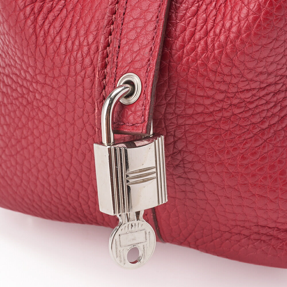HERMES Picotin Lock PM Handbag, Tryon Clemence, Rouge Garance, Silver-Tone Hardware, Pre-Owned - Vintage La Charme