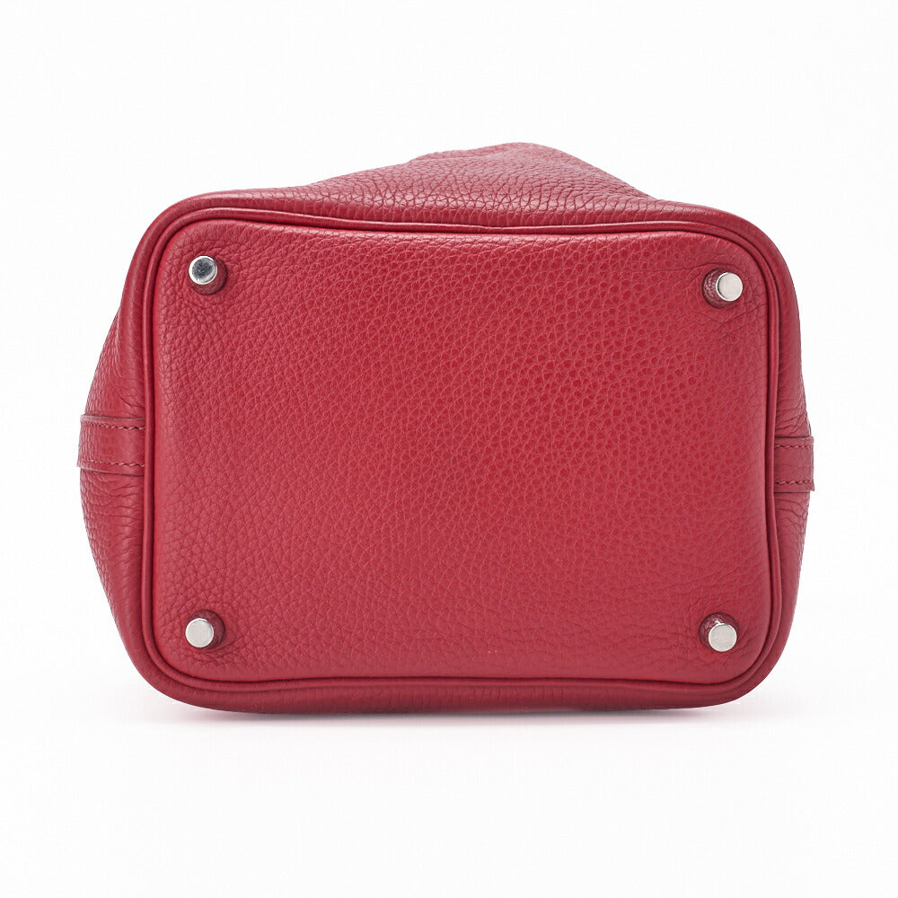 HERMES Picotin Lock PM Handbag, Tryon Clemence, Rouge Garance, Silver-Tone Hardware, Pre-Owned - Vintage La Charme
