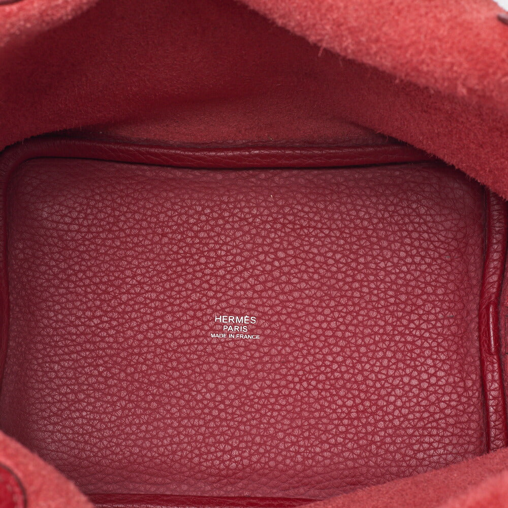 HERMES Picotin Lock PM Handbag, Tryon Clemence, Rouge Garance, Silver-Tone Hardware, Pre-Owned - Vintage La Charme