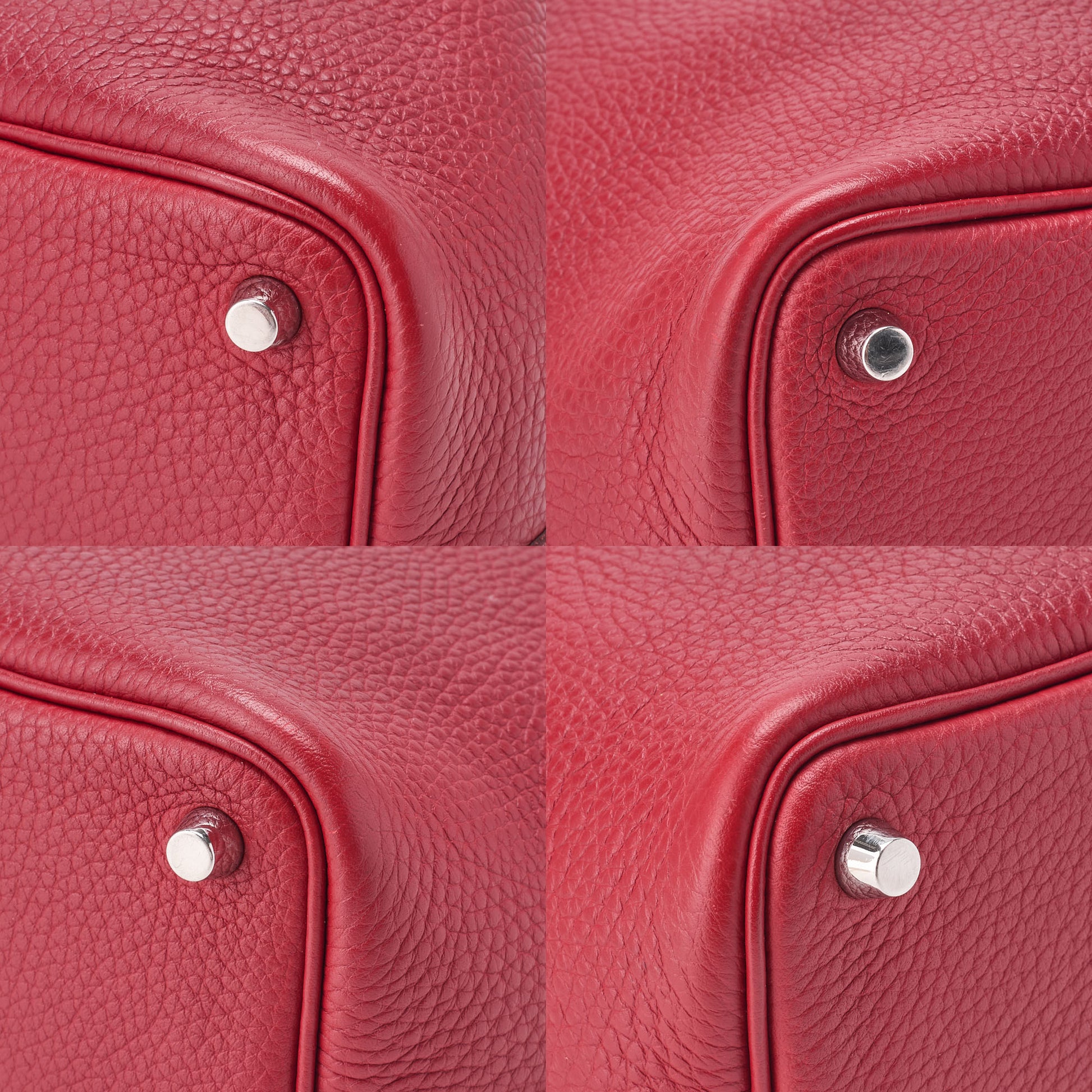 HERMES Picotin Lock PM Handbag, Tryon Clemence, Rouge Garance, Silver-Tone Hardware, Pre-Owned - Vintage La Charme