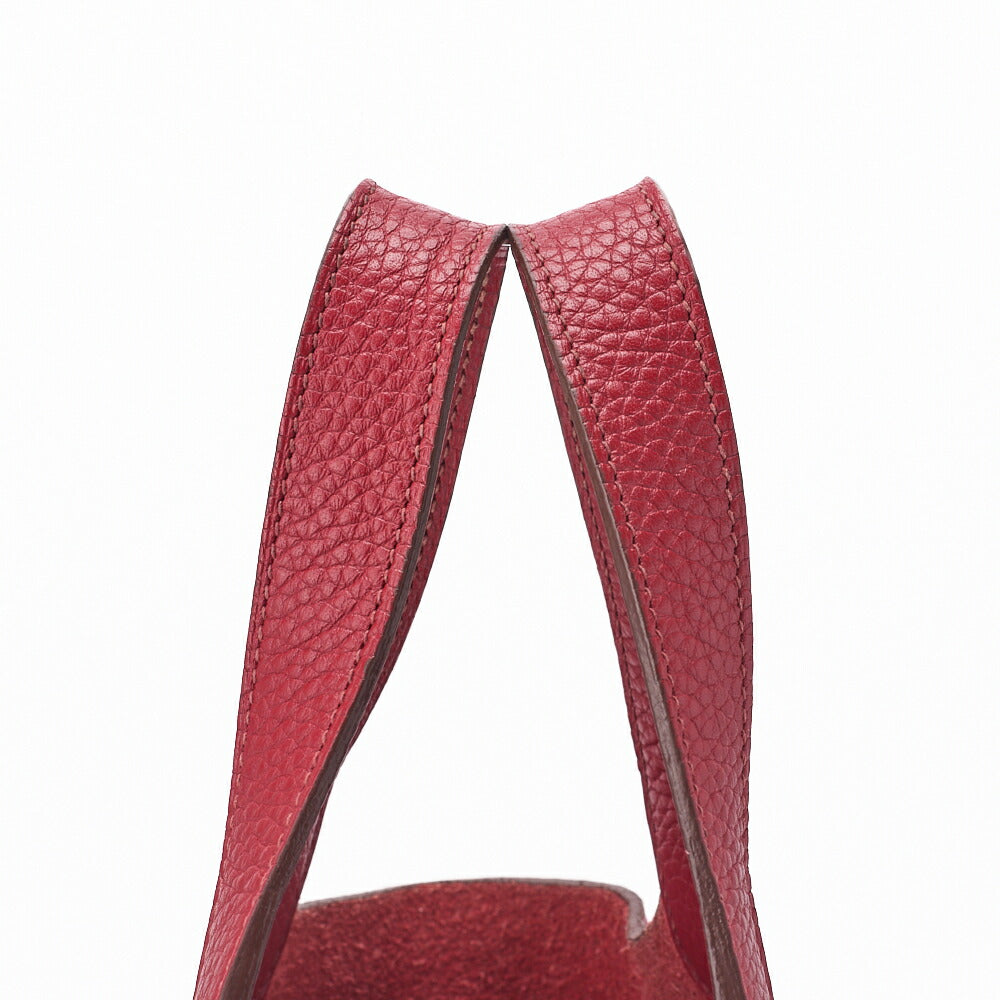 HERMES Picotin Lock PM Handbag, Tryon Clemence, Rouge Garance, Silver-Tone Hardware, Pre-Owned - Vintage La Charme