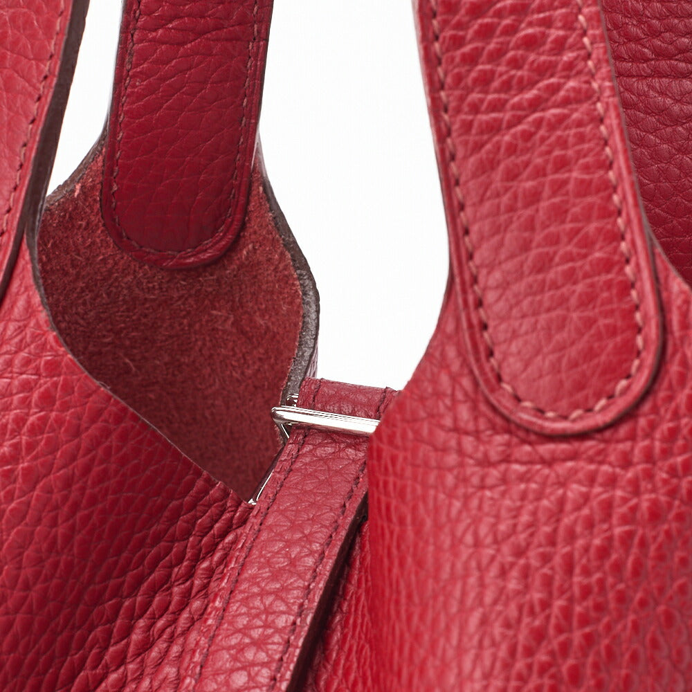 HERMES Picotin Lock PM Handbag, Tryon Clemence, Rouge Garance, Silver-Tone Hardware, Pre-Owned - Vintage La Charme