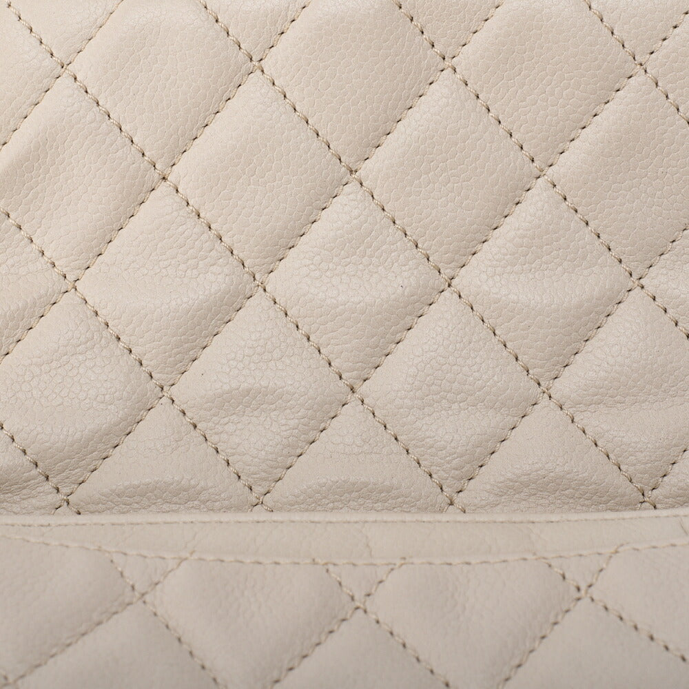 CHANEL Shoulder Bag, Matelasse, 2.55 Lock, Soft Caviar, Ivory, Silver-Tone Hardware, Pre-Owned - Vintage La Charme