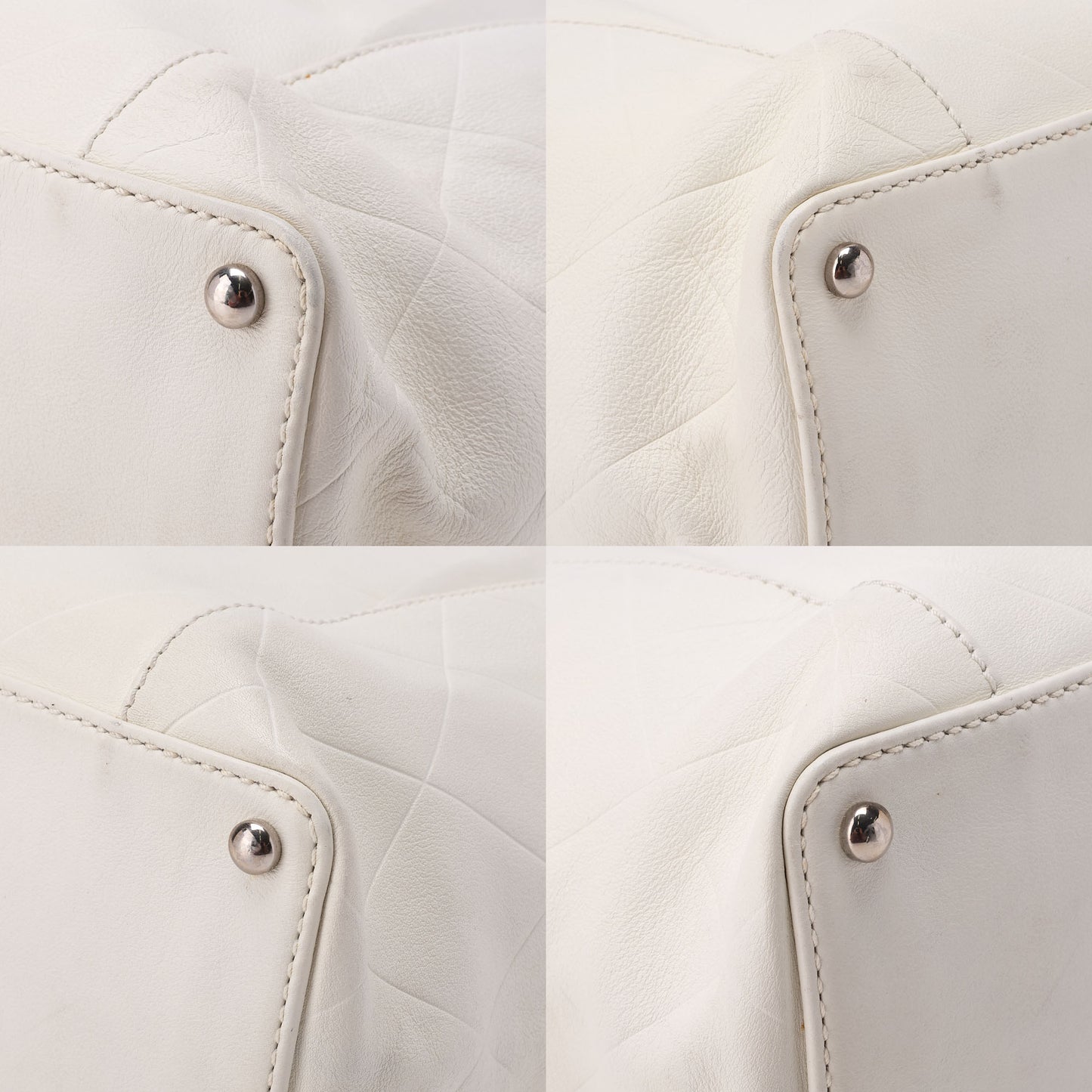 CHANEL Tote Bag Matelasse Calfskin White Silver-Tone Hardware Pre-Owned - Vintage La Charme