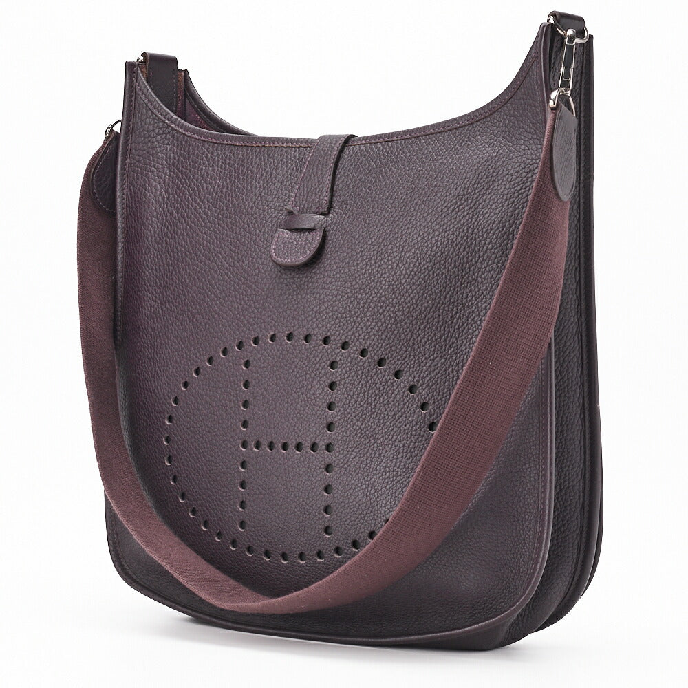 HERMES Shoulder Bag Evelyn PM 2WAY Taurillon Clemence Prune Silver-Tone Hardware Pre-Owned - Vintage La Charme
