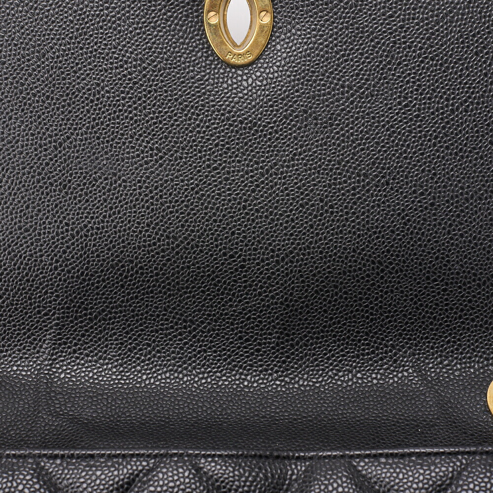 CHANEL Shoulder Tote Bag Matelasse Caviar Skin Black Gold-Tone Hardware Pre-Owned - Vintage La Charme