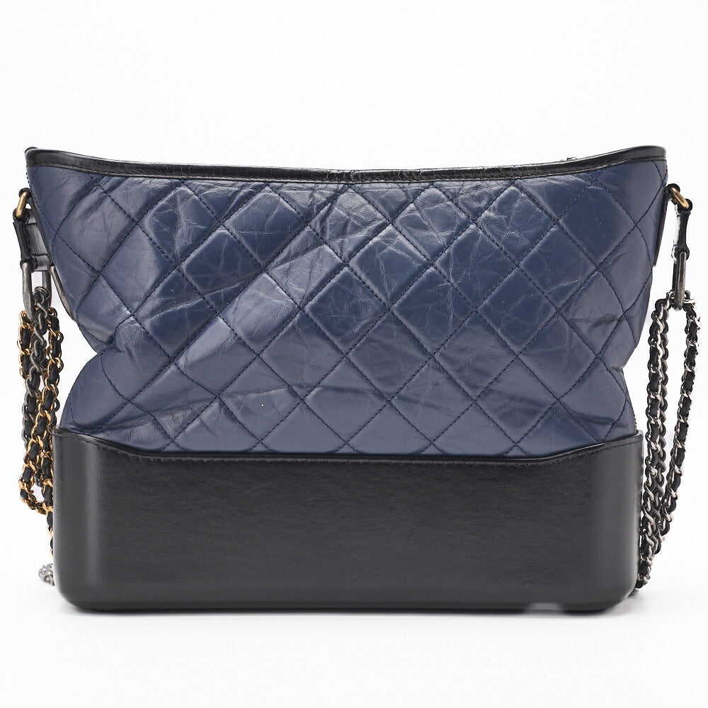 CHANEL Chain Shoulder Bag Matelasse Vintage Calf Leather Black Navy Gold-Tone Hardware Pre-Owned - Vintage La Charme