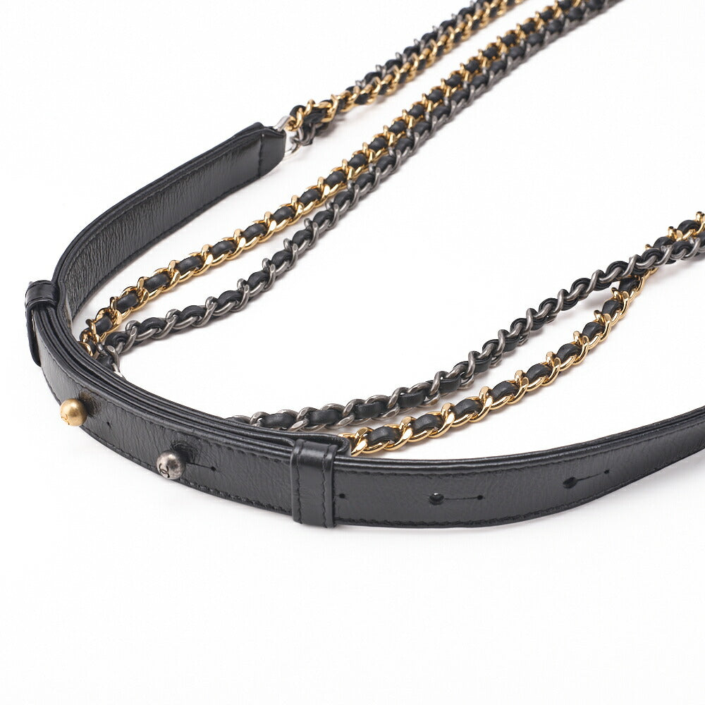 CHANEL Chain Shoulder Bag Matelasse Vintage Calf Leather Black Navy Gold-Tone Hardware Pre-Owned - Vintage La Charme