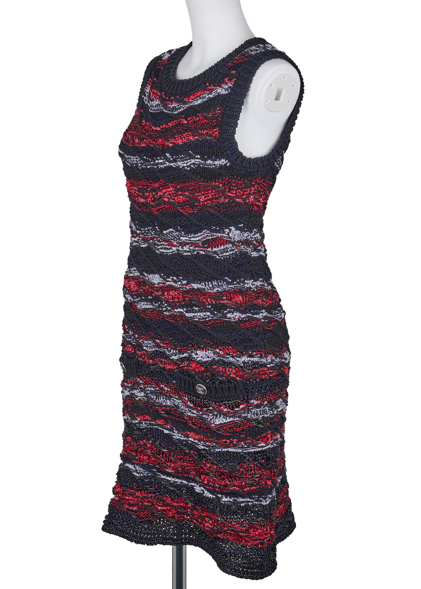 Chanel Sleeveless Dress, Coco Button, Multicolor, Cotton Blend, Pre-Owned - Vintage La Charme