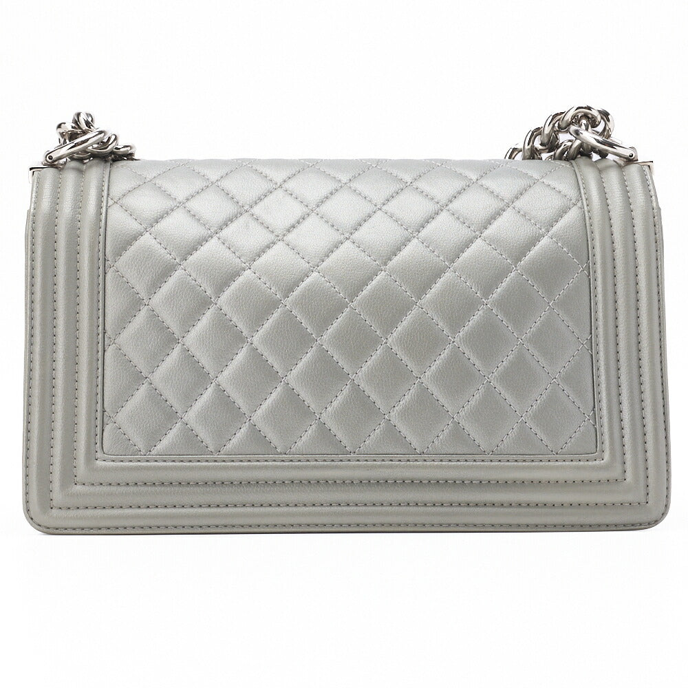 CHANEL Boy Chanel Matelasse Chain Shoulder Bag Caviar Skin Silver-Tone Hardware Pre-Owned - Vintage La Charme