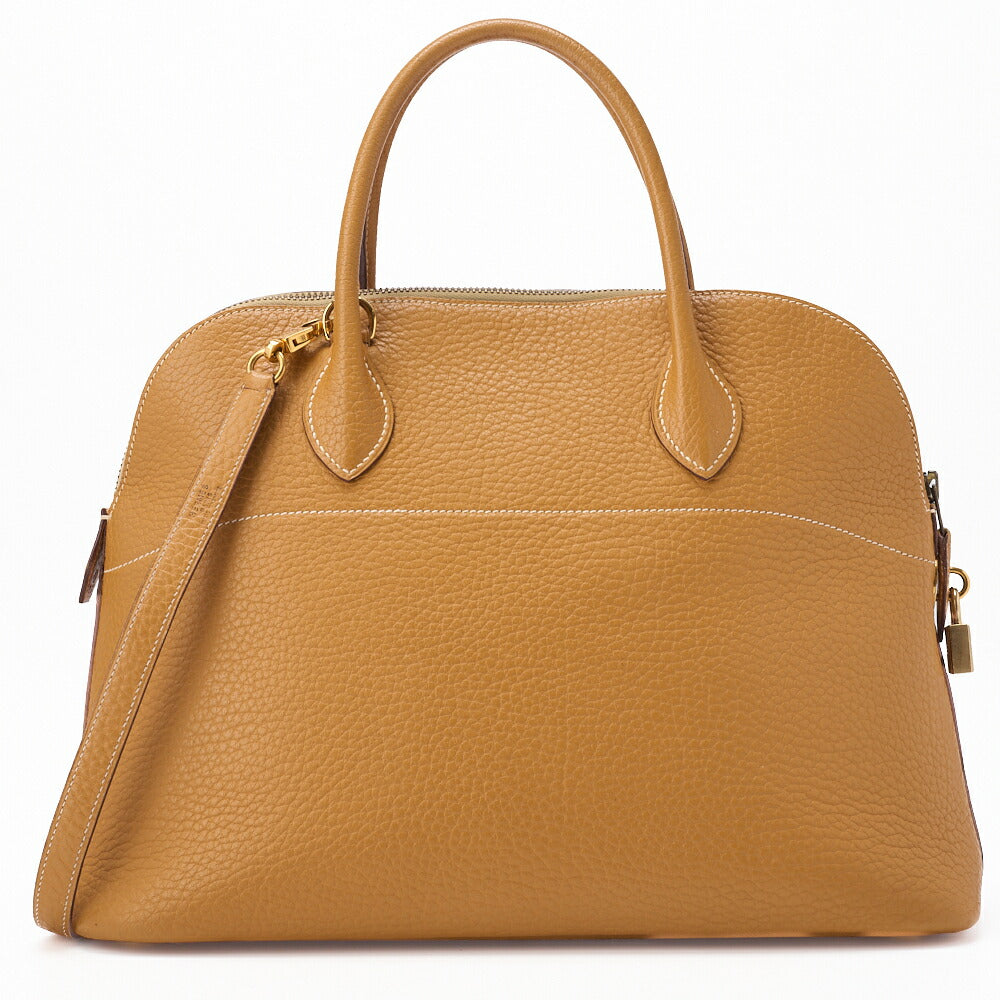 HERMES Bolide 35 Handbag Shoulder Bag Fjord Leather Natural Gold-Tone Hardware Pre-Owned - Vintage La Charme