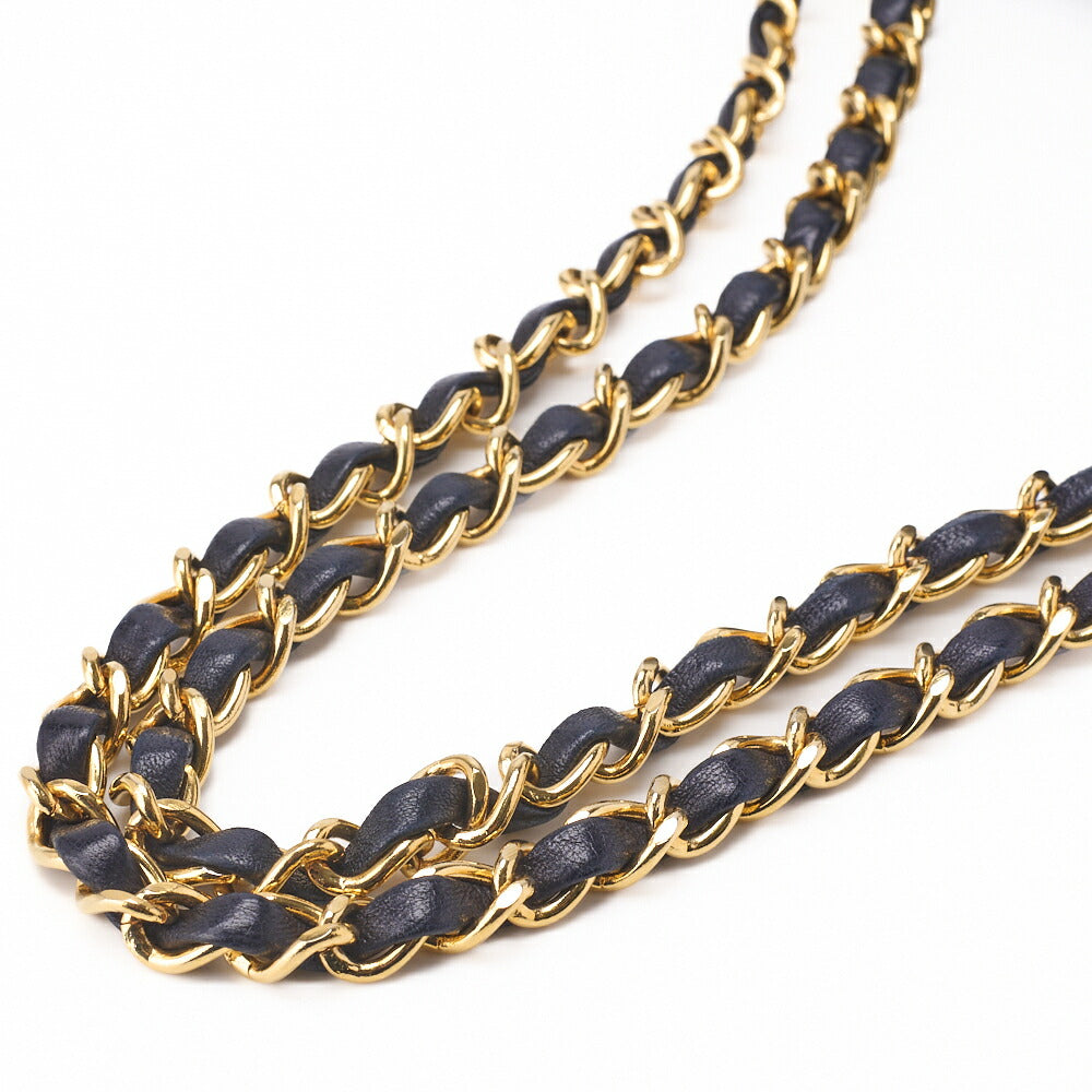 CHANEL Chain Shoulder Bag Matelasse Lambskin Navy Gold-Tone Hardware Pre-Owned - Vintage La Charme