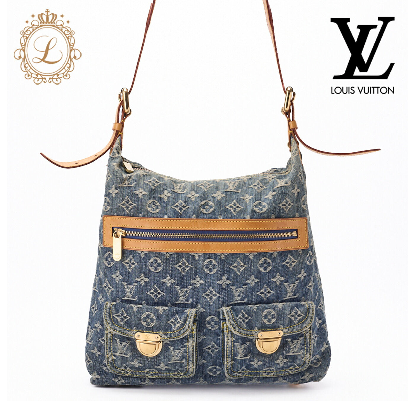 Louis Vuitton Shoulder Bag, Monogram Denim Buggy GM, Blue, Gold-Tone Hardware, Pre-Owned - Vintage La Charme