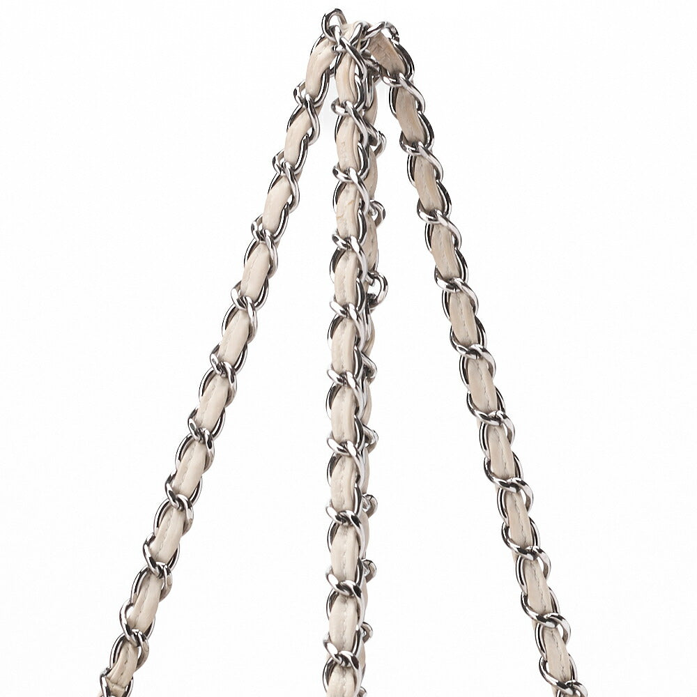 CHANEL Chain Shoulder Bag Wild Stitch Calfskin White Silver-Tone Hardware Pre-Owned - Vintage La Charme