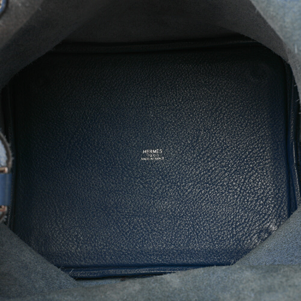 HERMES Picotan MM Handbag Tryon Clemence Blue Tempete Silver-Tone Hardware Pre-Owned - Vintage La Charme