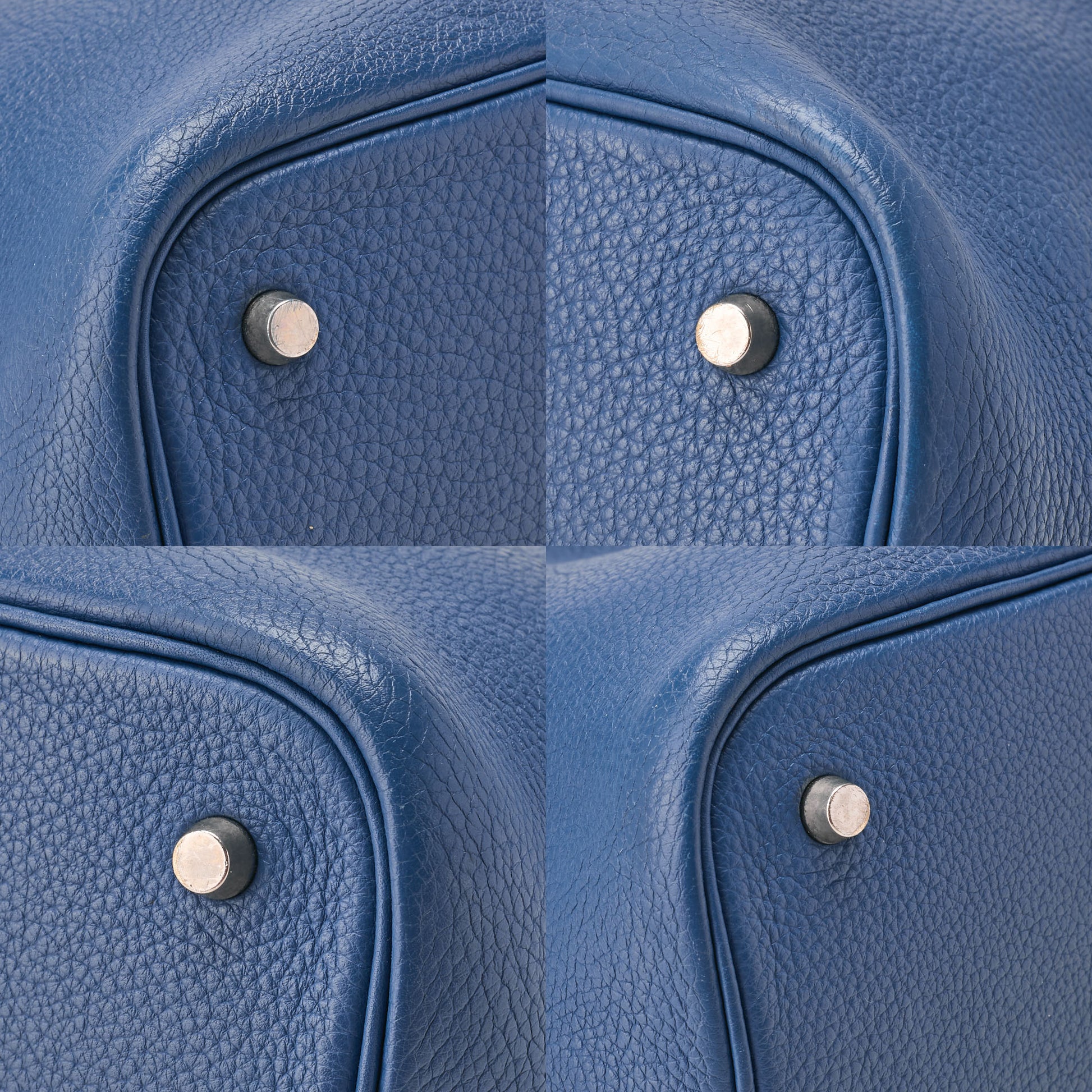 HERMES Picotan MM Handbag Tryon Clemence Blue Tempete Silver-Tone Hardware Pre-Owned - Vintage La Charme