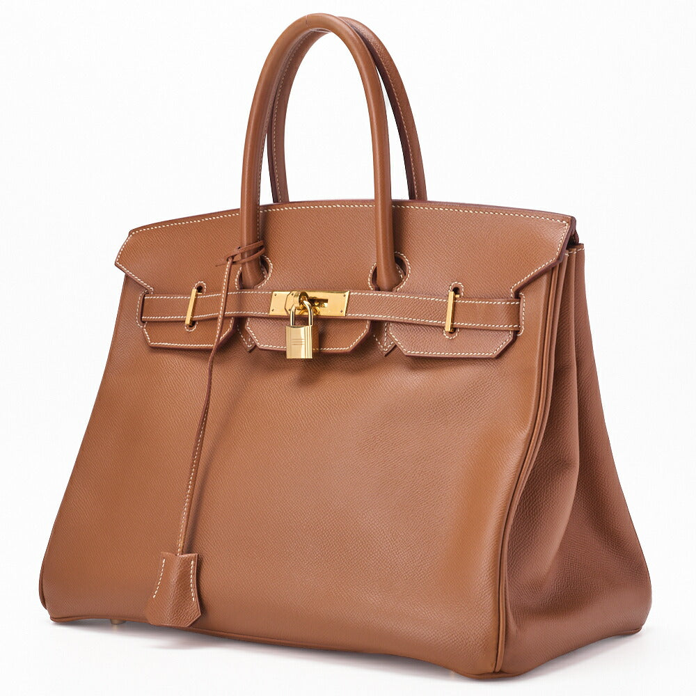 HERMES Birkin 35 Handbag Kushbel Gold, Gold Fittings, Pre-Owned - Vintage La Charme