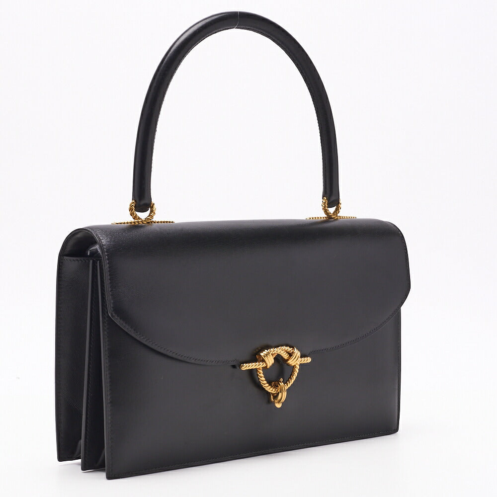 HERMES Cordeliere Handbag, Box Calf, Black, Gold-Tone Hardware, Pre-Owned - Vintage La Charme