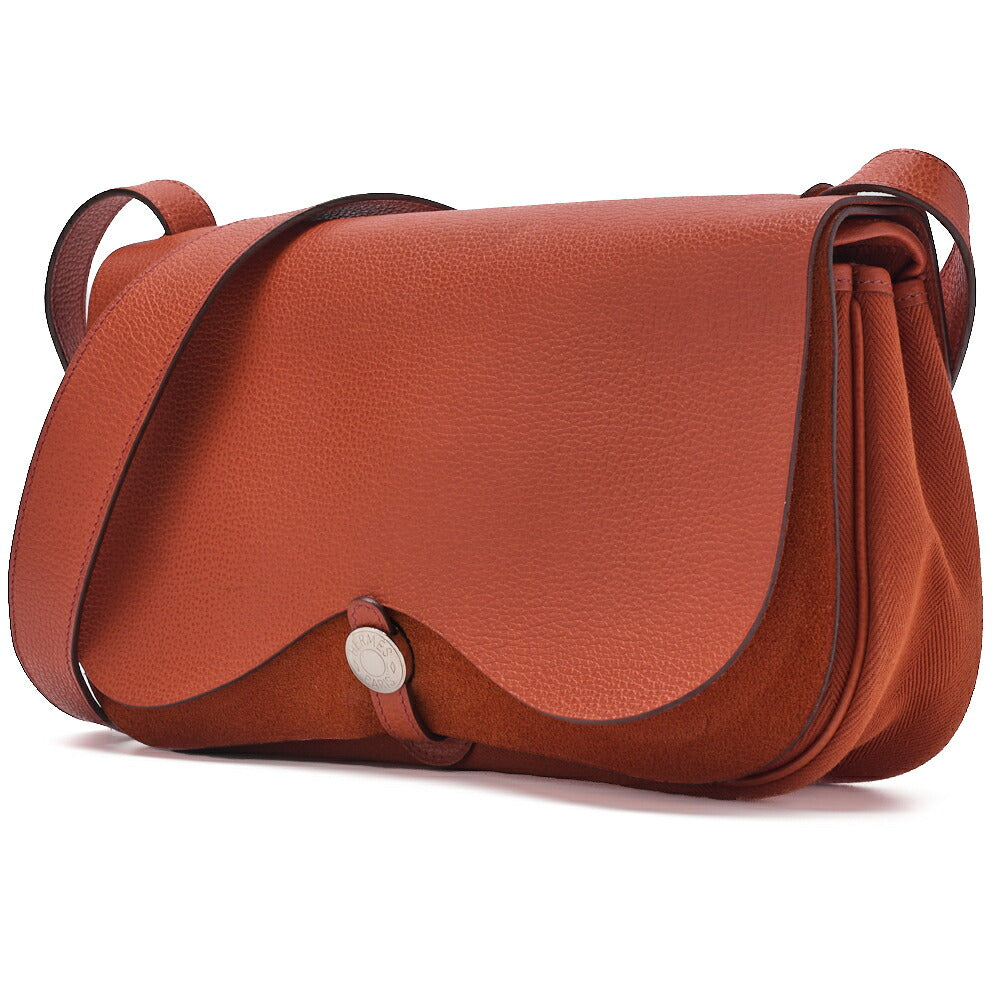 HERMES Shoulder Bag Sack Colorado MM, Liège Canvas, Orange, Silver-Tone Hardware, Pre-Owned - Vintage La Charme