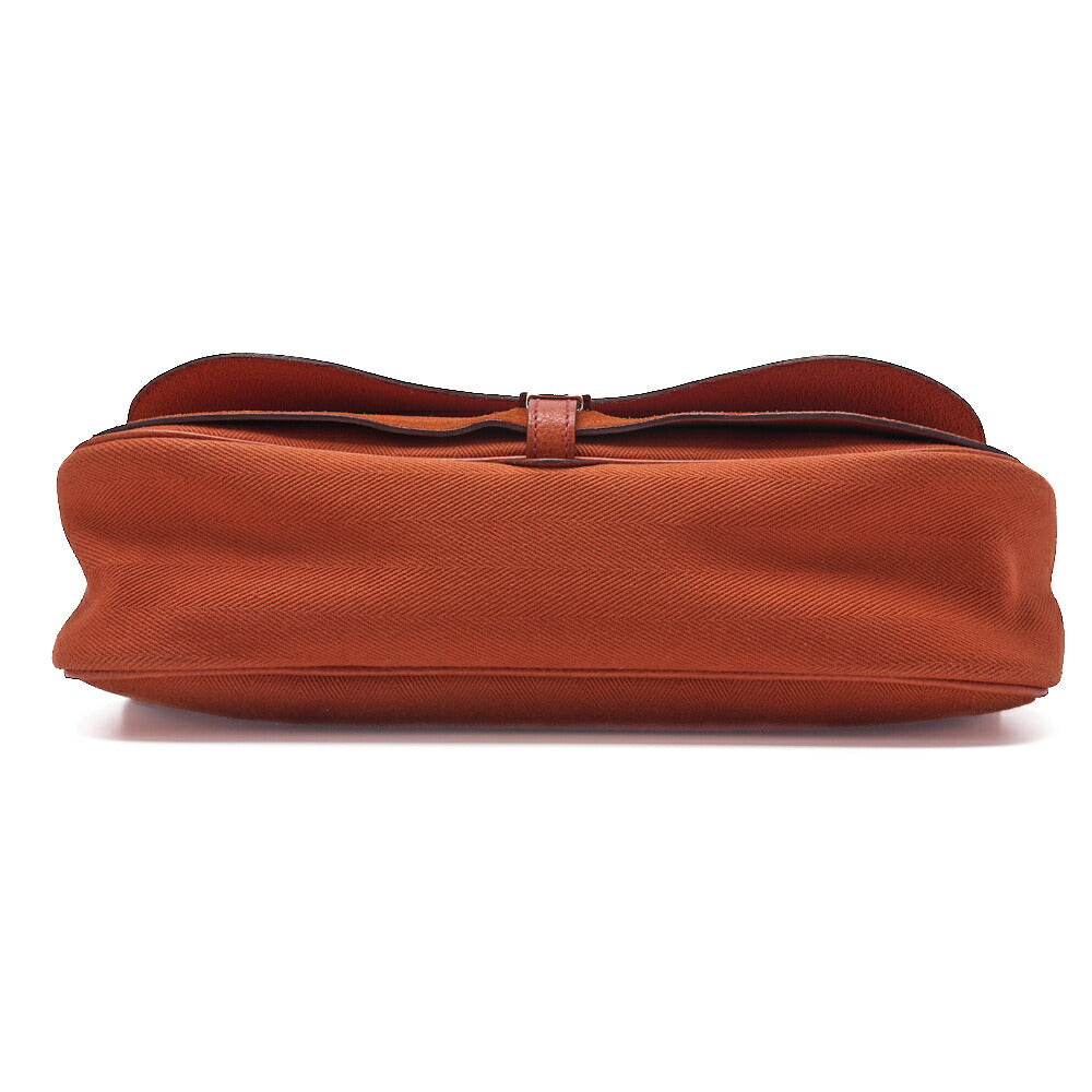 HERMES Shoulder Bag Sack Colorado MM, Liège Canvas, Orange, Silver-Tone Hardware, Pre-Owned - Vintage La Charme