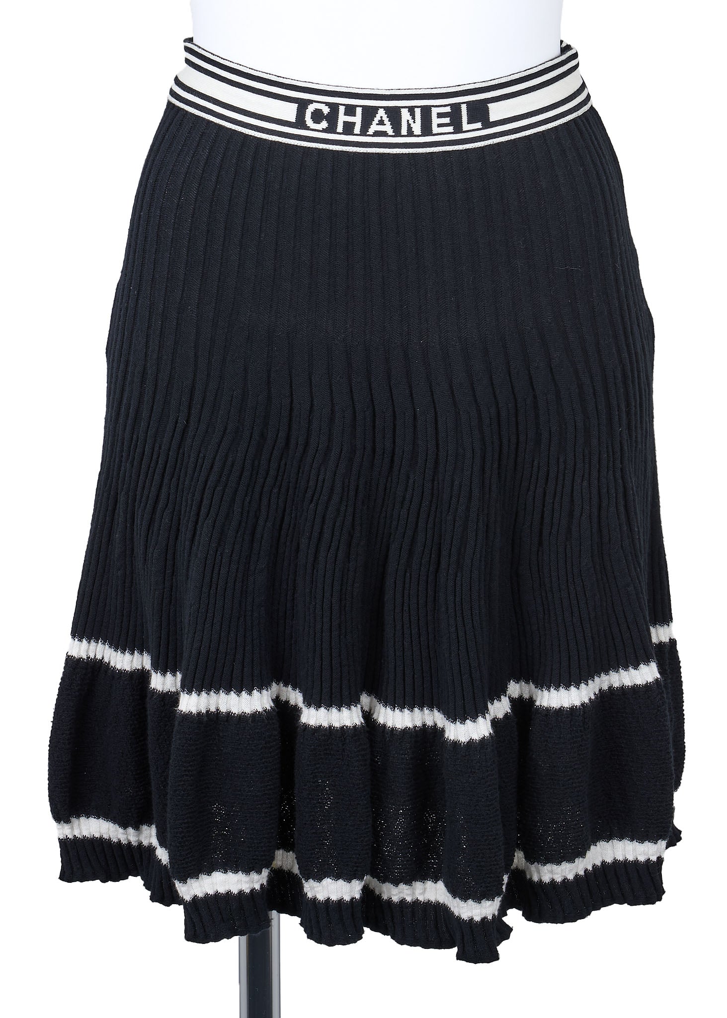 CHANEL Cardigan Skirt Set, Coco Button, Knit, Cotton, Black, Gold-Tone Hardware, Pre-Owned - Vintage La Charme