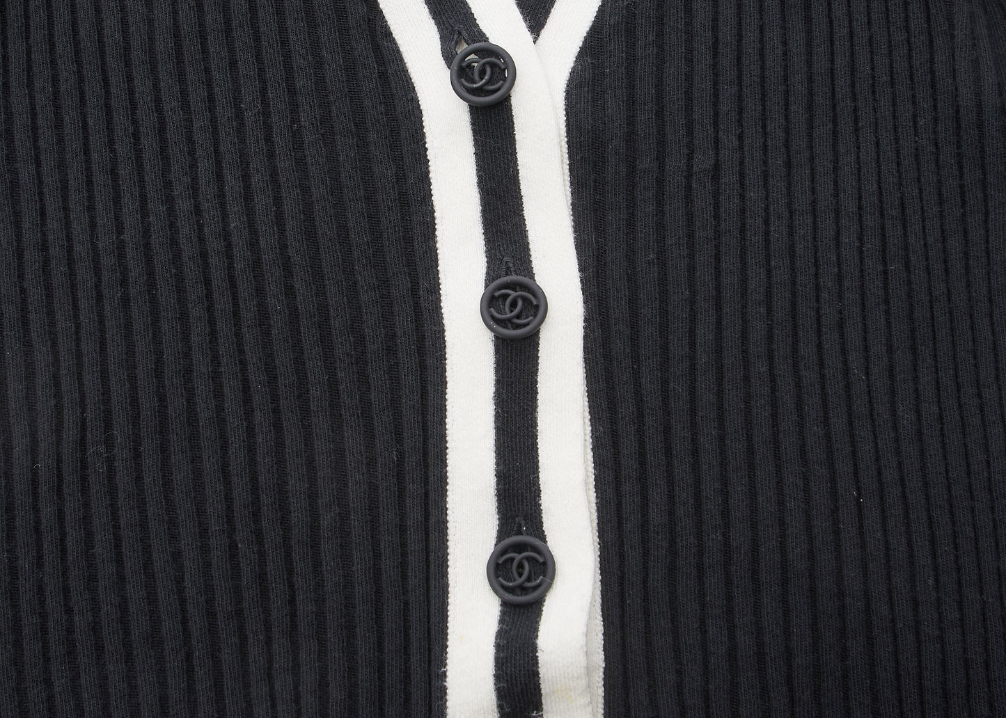 CHANEL Cardigan Skirt Set, Coco Button, Knit, Cotton, Black, Gold-Tone Hardware, Pre-Owned - Vintage La Charme