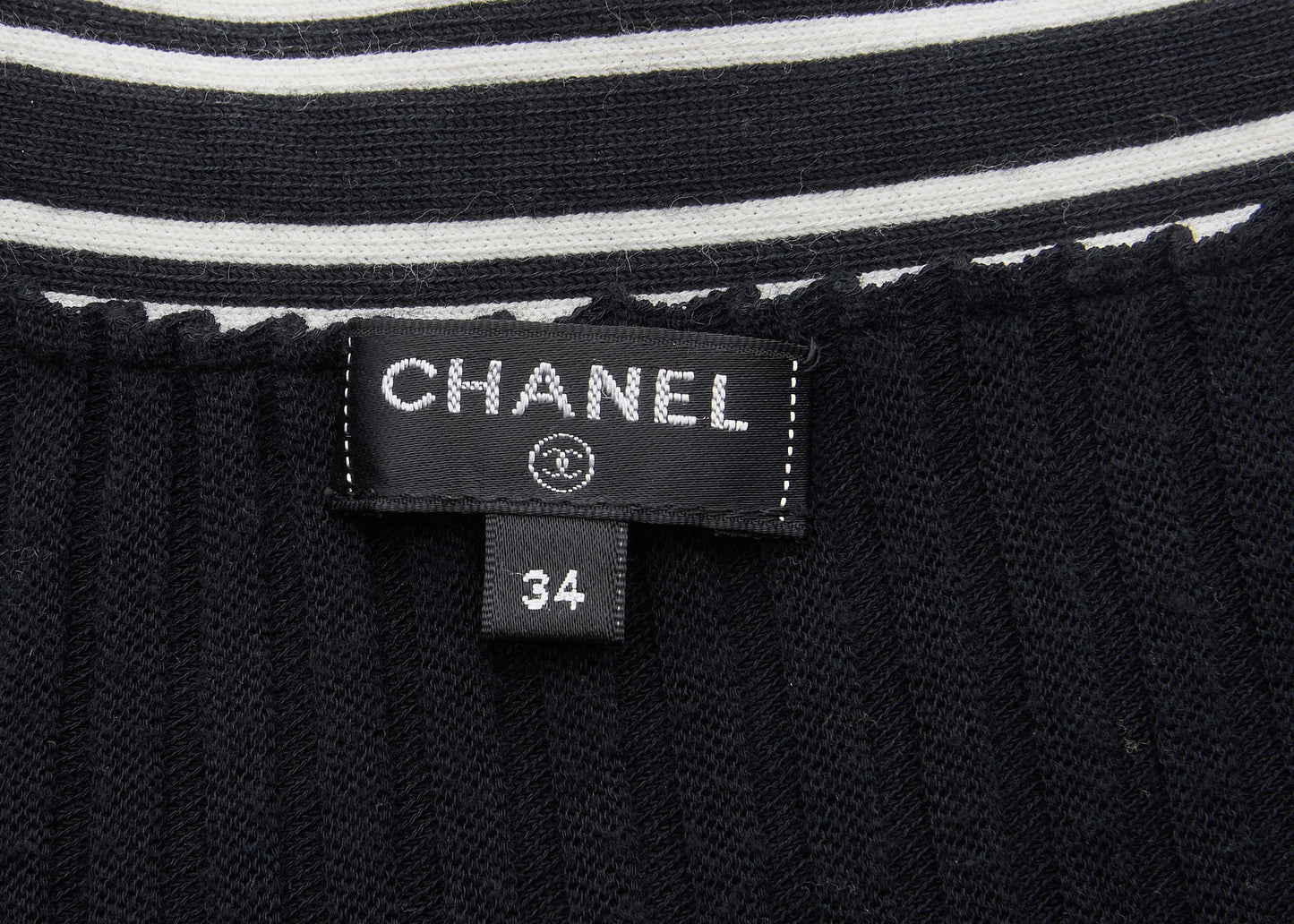 CHANEL Cardigan Skirt Set, Coco Button, Knit, Cotton, Black, Gold-Tone Hardware, Pre-Owned - Vintage La Charme