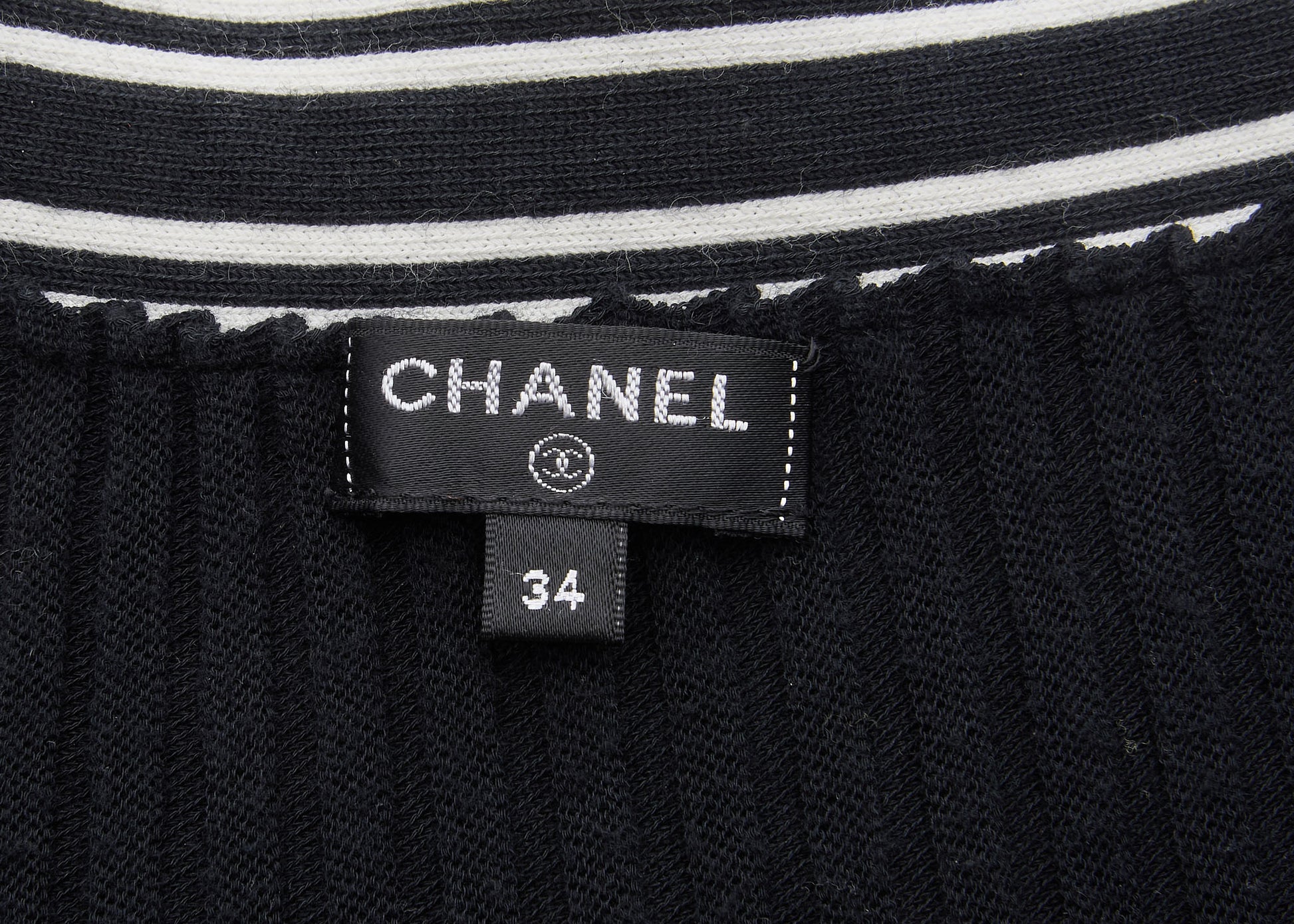 CHANEL Cardigan Skirt Set, Coco Button, Knit, Cotton, Black, Gold-Tone Hardware, Pre-Owned - Vintage La Charme