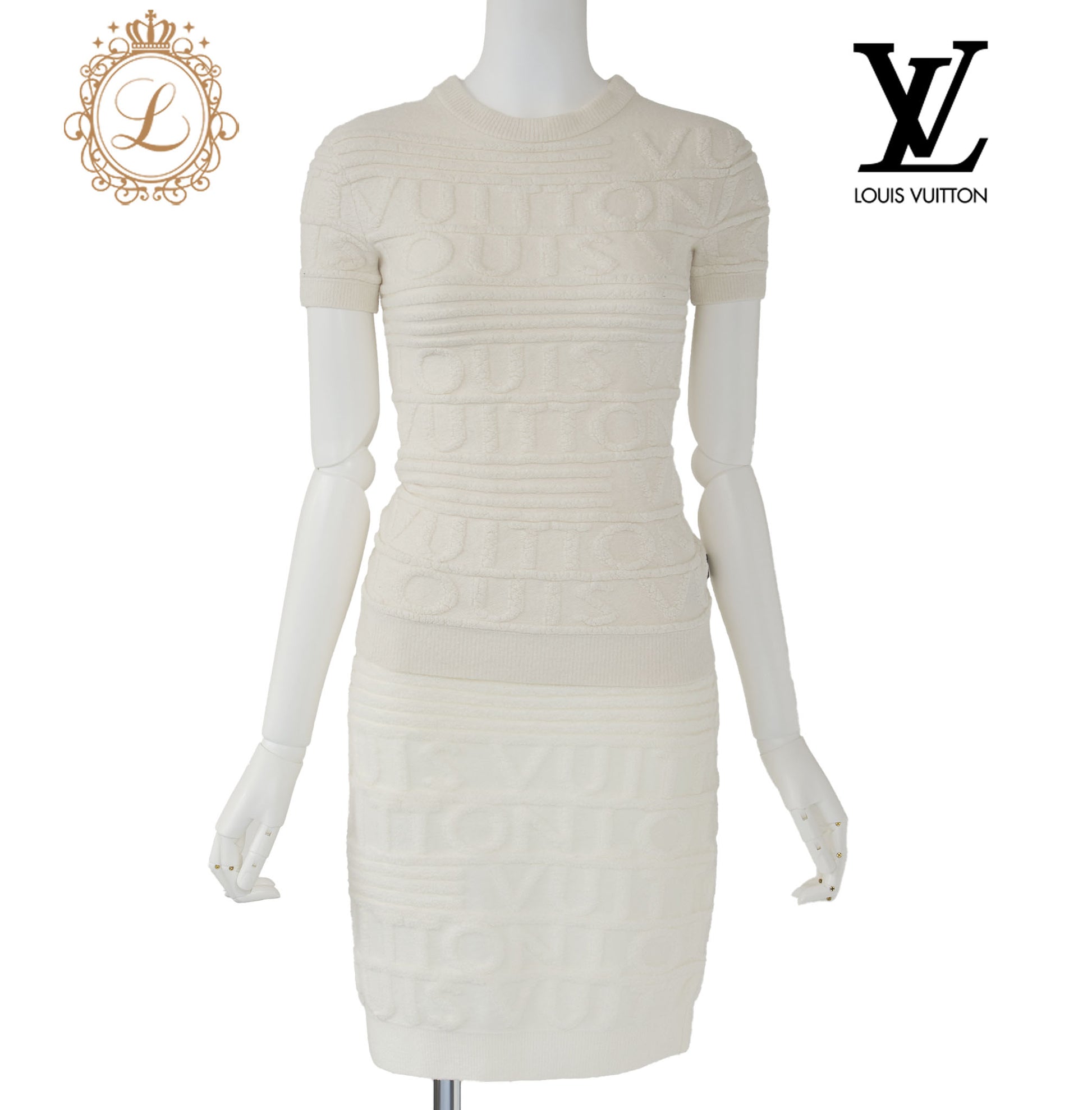 Louis Vuitton Tops Skirt Set Up, Knit, White, Gold-Tone Hardware, Pre-Owned - Vintage La Charme