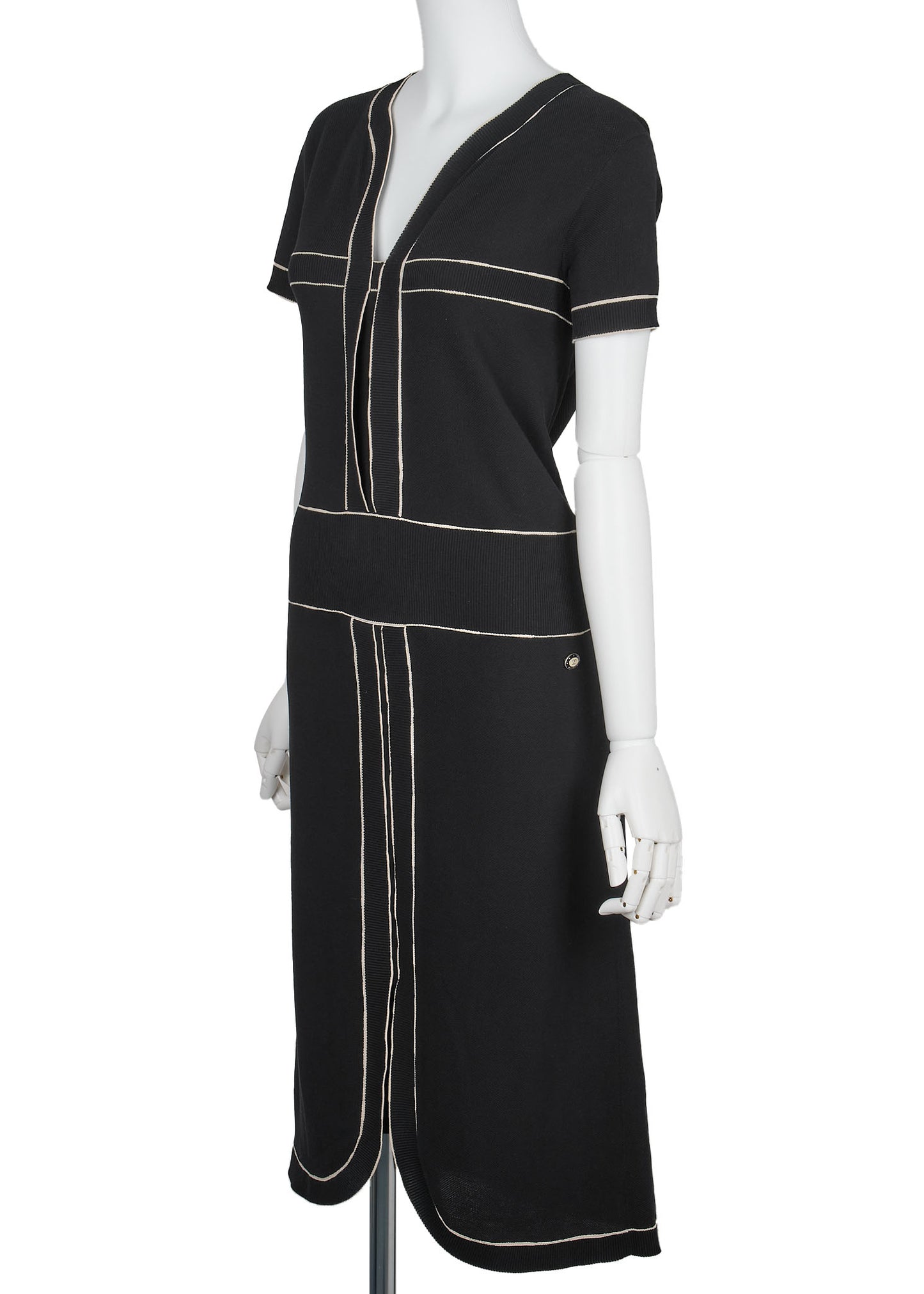 CHANEL One Piece Dress, Short Sleeve, Cotton, Black, Pre-Owned - Vintage La Charme