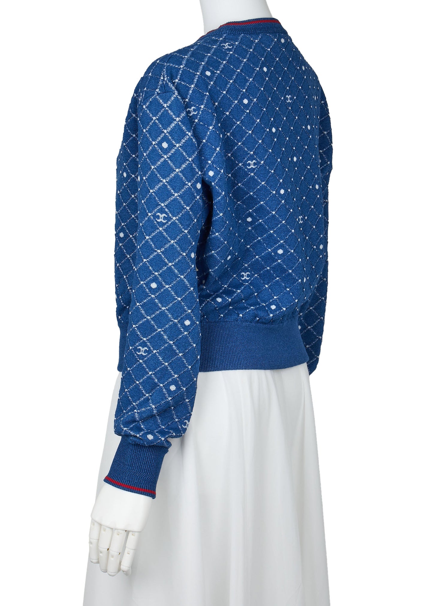 CHANEL Knit Sweater, Coco Mark, Matelasse, Cotton Blend, Blue, Pre-Owned - Vintage La Charme
