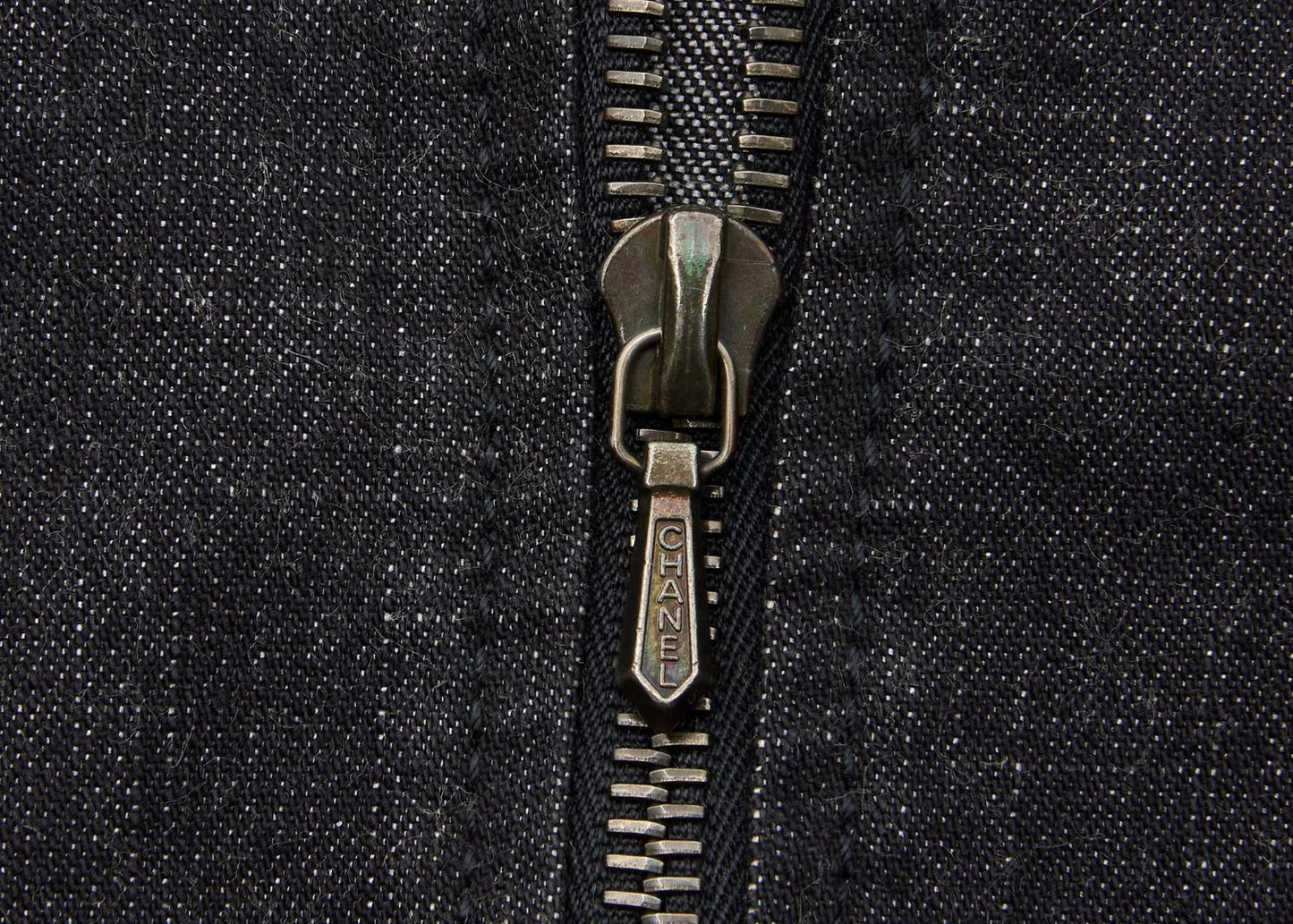 CHANEL Denim Jacket, Coco Button, Long Sleeve, Cotton Blend, Black, Gold-Tone Hardware, Pre-Owned - Vintage La Charme