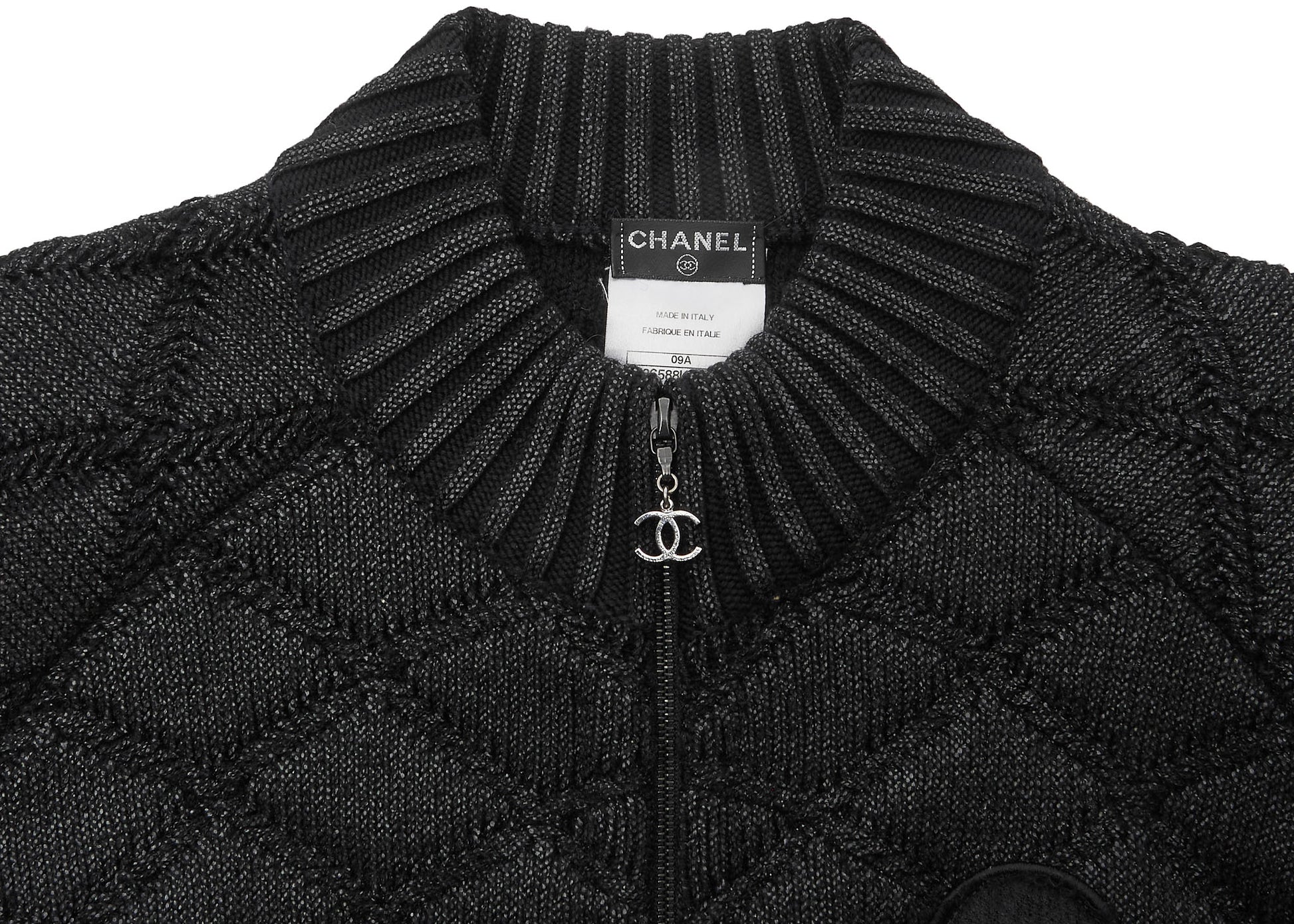 CHANEL Blouson Jacket, Coco Charm, Long Sleeve, Wool Nylon Blend, Black, Gold-Tone Hardware, Pre-Owned - Vintage La Charme