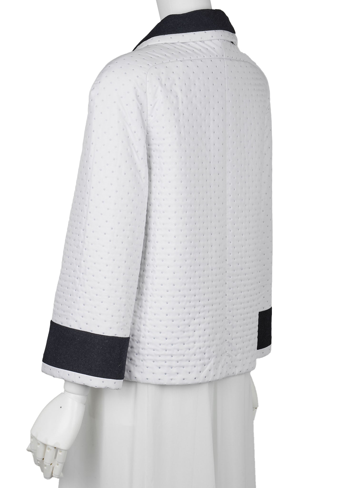 CHANEL Blouson Jacket, Coco Mark Dot, Long Sleeve, Polyester, White, Gold-Tone Hardware, Pre-Owned - Vintage La Charme