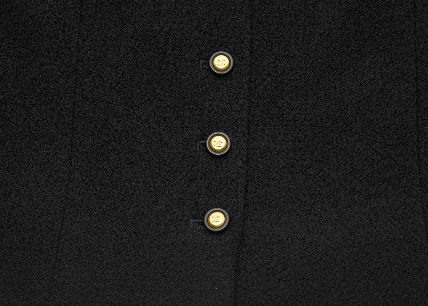 CHANEL Jacket Skirt Set, Coco Button, Wool, Black, Pre-Owned - Vintage La Charme