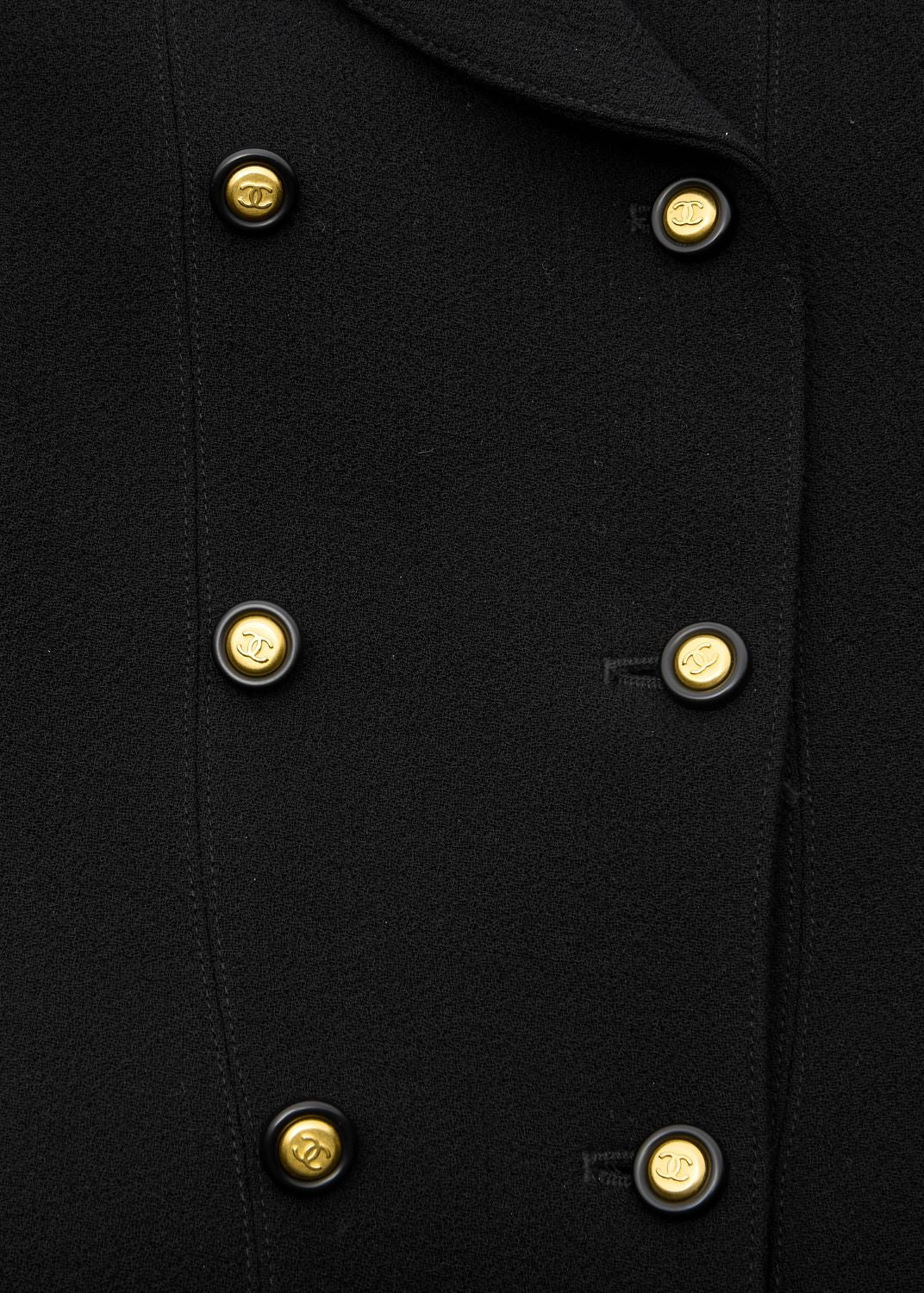CHANEL Jacket Skirt Set, Coco Button, Wool, Black, Pre-Owned - Vintage La Charme