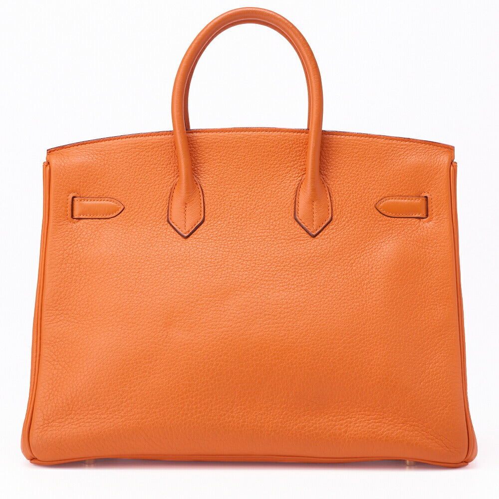 HERMES Birkin 35 Handbag Tryon Clément Leather Clément Orange Gold-Tone Hardware Pre-Owned - Vintage La Charme
