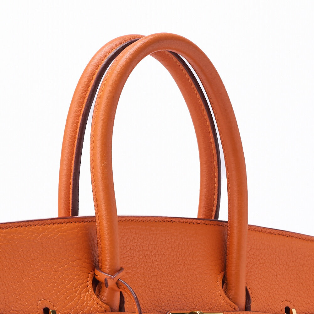 HERMES Birkin 35 Handbag Tryon Clément Leather Clément Orange Gold-Tone Hardware Pre-Owned - Vintage La Charme