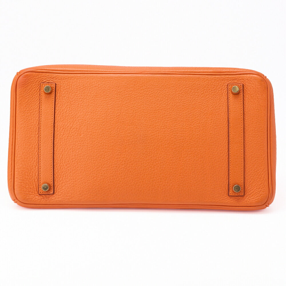 HERMES Birkin 35 Handbag Tryon Clément Leather Clément Orange Gold-Tone Hardware Pre-Owned - Vintage La Charme