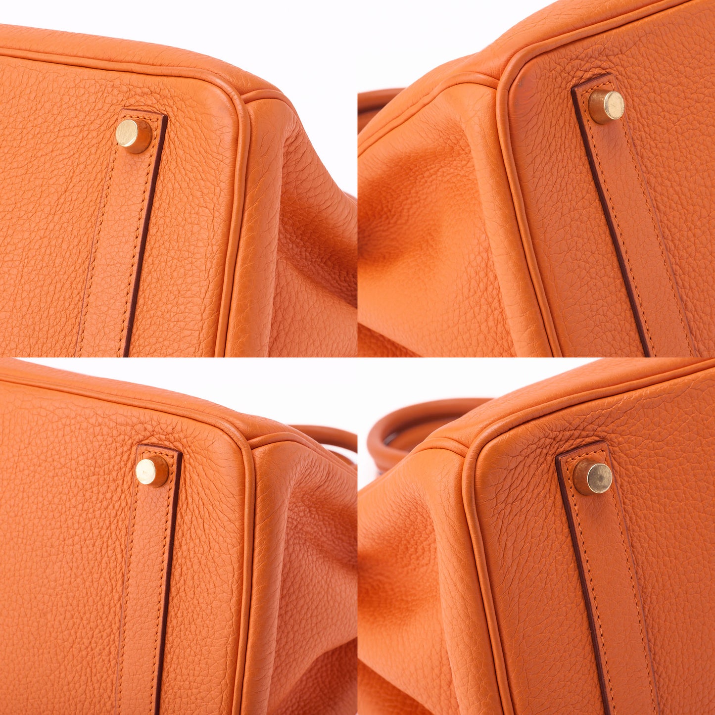 HERMES Birkin 35 Handbag Tryon Clément Leather Clément Orange Gold-Tone Hardware Pre-Owned - Vintage La Charme
