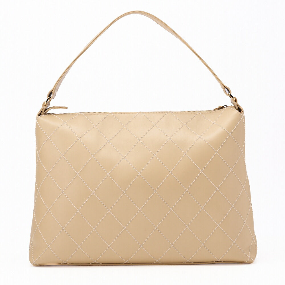 CHANEL Shoulder Bag, Matelasse Coco Mark One, Calf Leather, Beige, Gold-Tone Hardware, Pre-Owned - Vintage La Charme