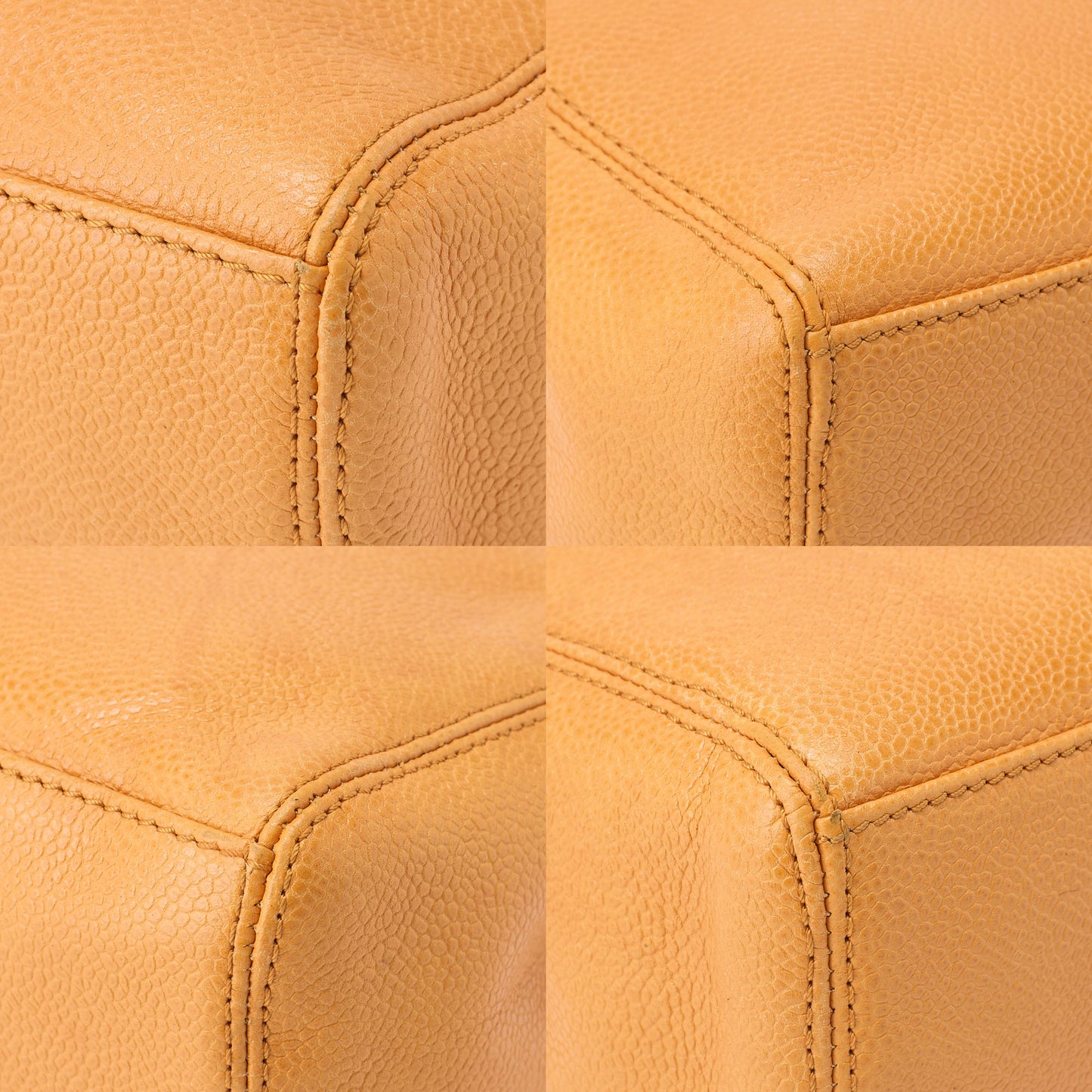 CHANEL Shoulder Tote Bag Logo Mark Double Chain Shoulder Caviar Skin Beige Gold-Tone Hardware Pre-Owned - Vintage La Charme