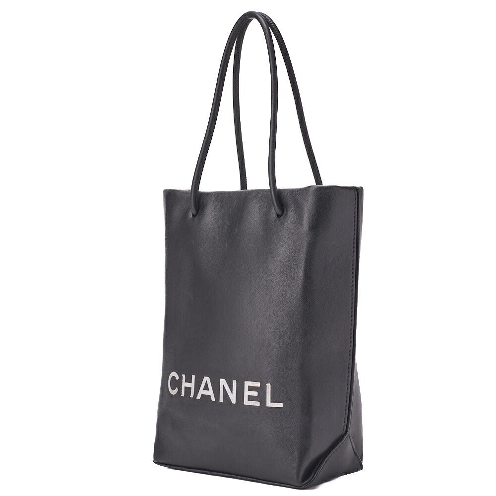 CHANEL Mini Tote Bag Essential Logo Mark Lambskin Black Silver-Tone Hardware Pre-Owned - Vintage La Charme