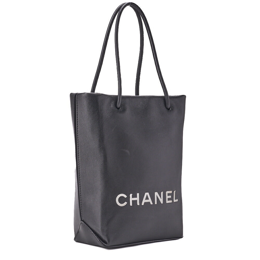 CHANEL Mini Tote Bag Essential Logo Mark Lambskin Black Silver-Tone Hardware Pre-Owned - Vintage La Charme